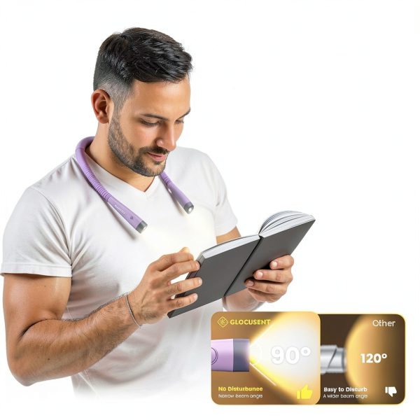 Glocusent LED Reading Light Adjustable Brightness Hands Free-5