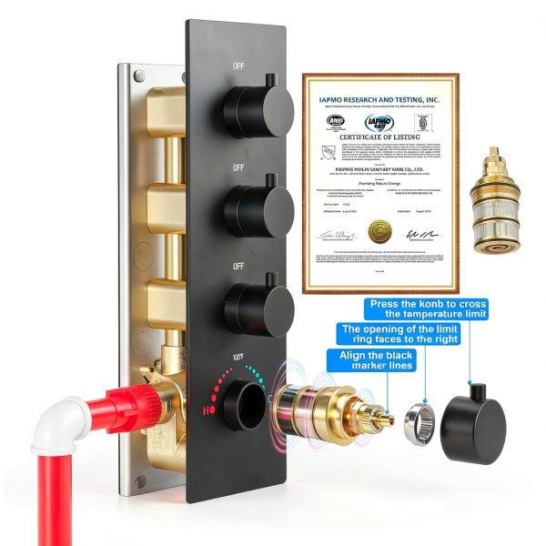 HOMEDEC Brass 3‑Way Shower Diverter Thermostat-2