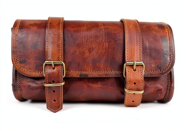 Leather Motorcycle Saddle Bag vintage crafts Brown-1