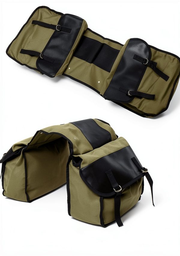 DesirePath Canvas Leather Motorcycle Saddlebag Large-1