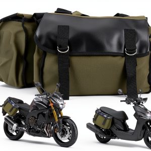 DesirePath Canvas Leather Motorcycle Saddlebag Large-0
