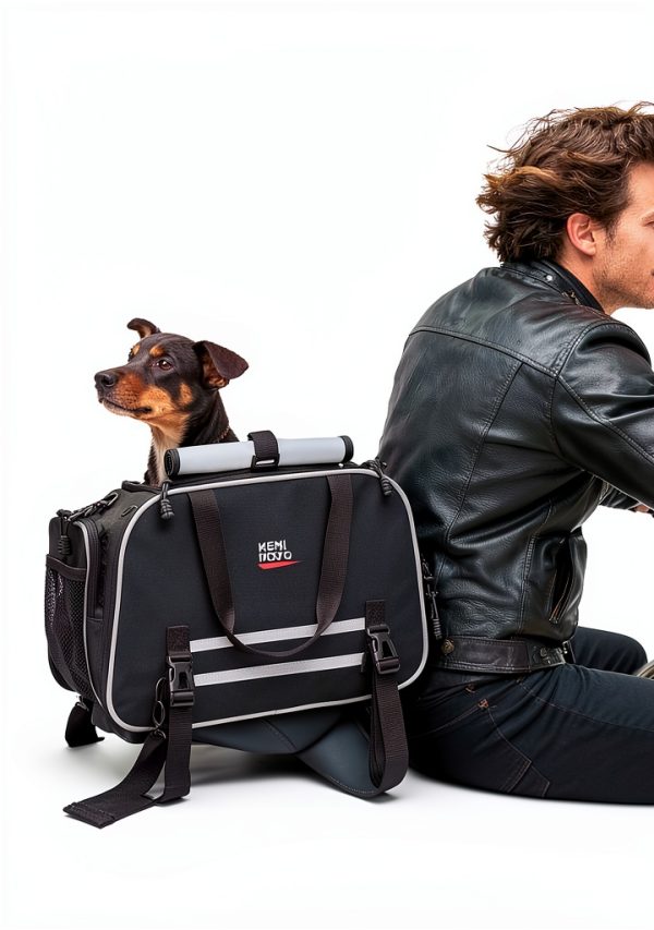 KEMIMOTO Motorcycle Pet Carrier Dual‑Use Dog Bag Expandable Mesh 201BK-3
