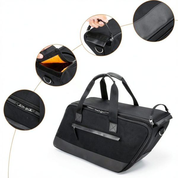 Motorcycle Saddlebag Insert HODRANT Black Leather/Nylon Orange Lining-4