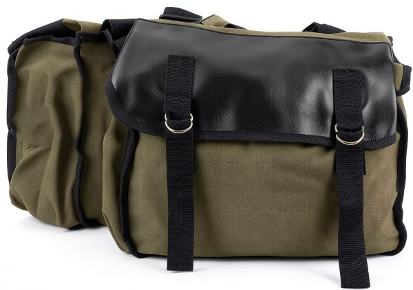 DesirePath Canvas Leather Motorcycle Saddlebag Large-3