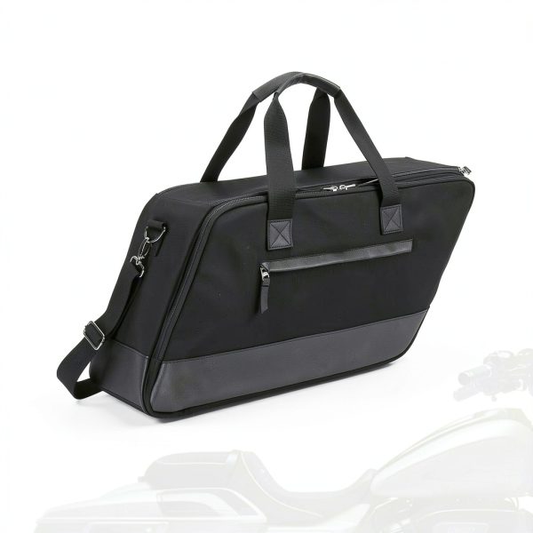 Motorcycle Saddlebag Insert HODRANT Black Leather/Nylon Orange Lining-6