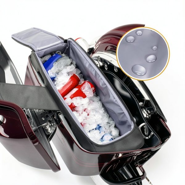 Leakproof Motorcycle Saddlebag Cooler Bag, Insulated Saddle Bag Insert Cooler Compatible with Harley Davidson 1993-2022 Touring Hard Saddlebag, Waterproof Motorcycle Beverage Cooler Bag, 1 Bag-2